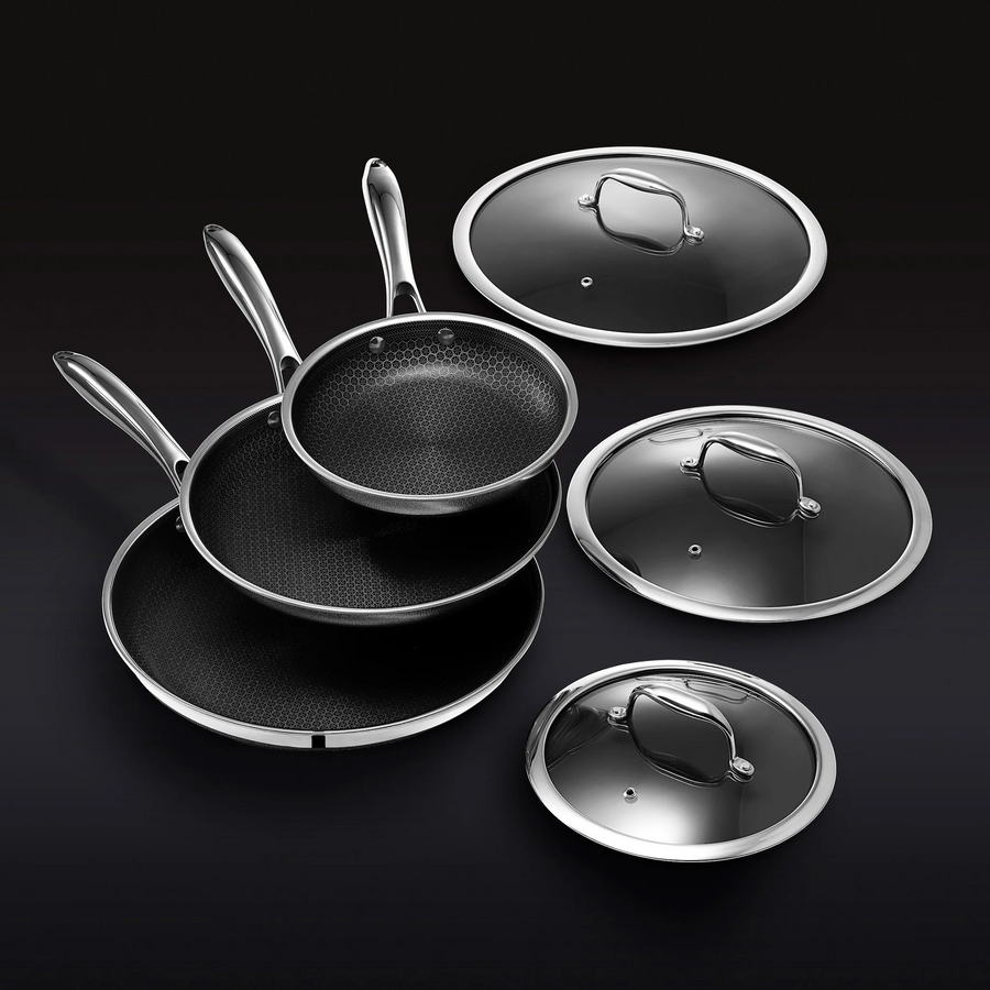 Hybrid Fry Pan Set with Lids, 6pc O7